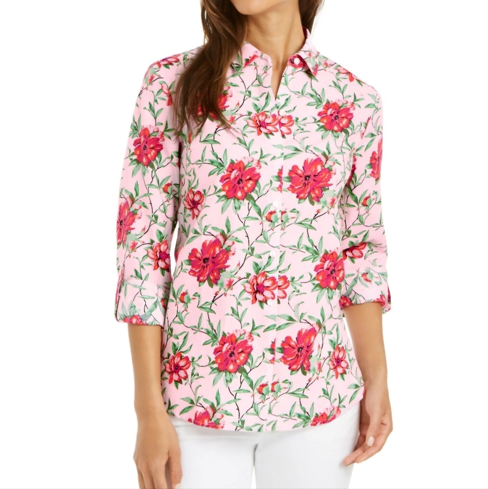 Charter Club Pink Floral Blouse